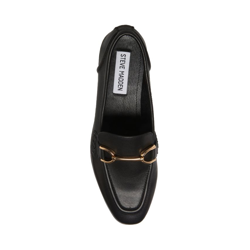 Black Steve Madden Carrine Leather Women's Loafers | PH 4972JME